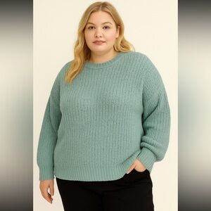 American Eagle Outfitters Soft Teal Knit Pullover